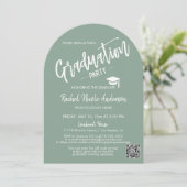 セージグリーンアーチフォトグラッドパーティー 招待状 (スタンド正面)