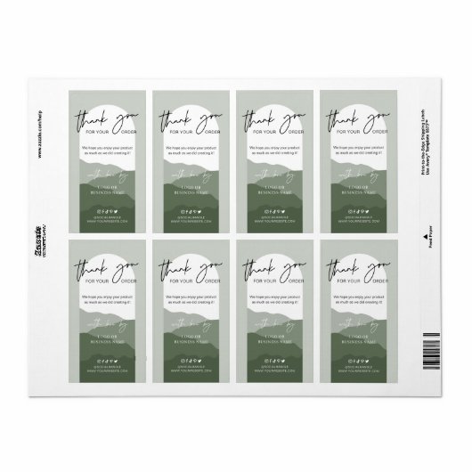 セージグリーンアーチボヘミアンロゴビジネスボックスシール ラベル (フルシート)