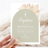 セージグリーンアーチボホフローラボーイズバプテスマ 招待状