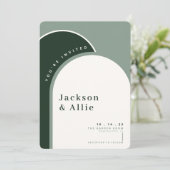 セージグリーンアーチボホミニマリスト結婚式招待状 招待状 (スタンド正面)