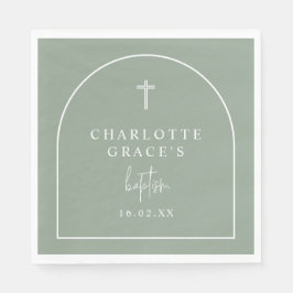 セージグリーンアーモダンチスクリプト最小主義バプテスマ スタンダードランチョンナプキン