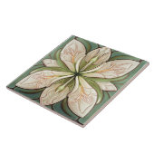 セージグリーンアールデコフローラウォールデコールアールヌーボー タイル (側面)