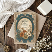 セージグリーンアールヌーボーアルフォンスミュシャ結婚ズ エンクロージャーカード