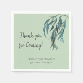 セージグリーンウィローブランチ植物学結婚のテーマ スタンダードカクテルナプキン