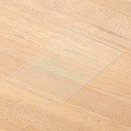 セージグリーンウェスタン女性のカーボーイ卒業パーティー アクリル招待状 (レイダウン)