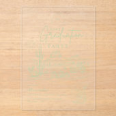 セージグリーンウェスタン女性のカーボーイ卒業パーティー アクリル招待状 (正面)