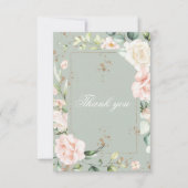 セージグリーンウォーターカラーフローラキンセアニラ サンキューカード (正面)