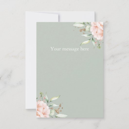 セージグリーンウォーターカラーフローラキンセアニラ サンキューカード (裏面)