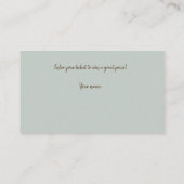 セージグリーンウォーターカラーブライダルシャワーラッフルチケット エンクロージャーカード (裏面)