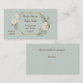 セージグリーンウォーターカラーブライダルシャワーラッフルチケット エンクロージャーカード (正面/裏面)