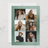 セージグリーンウォーター色アーチ7写真卒業 案内状 (裏面)