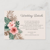 セージグリーンウォーター色トロピカル結婚詳細 エンクロージャーカード (正面)
