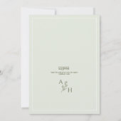 セージグリーンウォーター色フローライスラーム結婚ズ 招待状 (裏面)