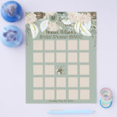 セージグリーンウォーター色ブライダルシャワービンゴ チラシ (シングル)