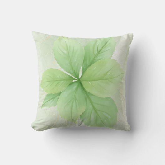 セージグリーンウォーター色ボタニカルミニマリストボホ クッション (正面)