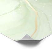 セージグリーンウォーター色ボタニカルミニマリストボホ ポスター (角)