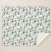 セージグリーンウォーター色ボホボタニカル葉ギフト シェルパブランケット (正面(横))