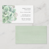 セージグリーンウォーター色植物多肉質エレガント剤 名刺 (正面/裏面)