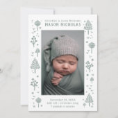 セージグリーンウッドランズフォト誕生 案内状 (正面)