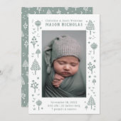 セージグリーンウッドランズフォト誕生 案内状 (正面/裏面)