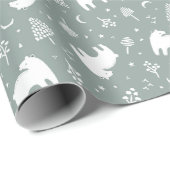 セージグリーンウッドランドベビーベア ラッピングペーパー (ロールコーナー)