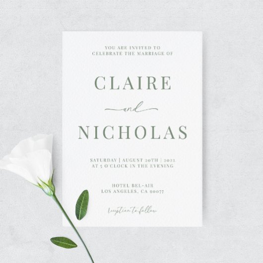 セージグリーンエレガモダンントウェディング招待状 招待状