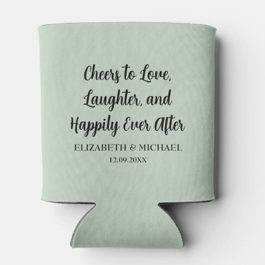 セージグリーンエレガントな結婚式応援を愛する 缶クーラー (裏面)