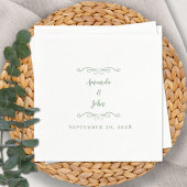 セージグリーンエレガントウェディングレセプション名の日付 スタンダードカクテルナプキン