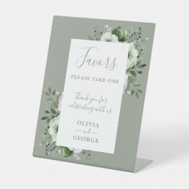セージグリーンエレガントカントリーフローラ結婚式の引き出物 台座サイン