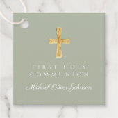 セージグリーンエレガントクロスファースト聖餐式 フェイバータグ (正面)
