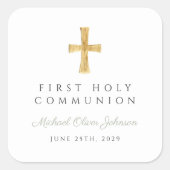 セージグリーンエレガントクロスボーイファーストコミュニオン スクエアシール (正面)