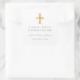 セージグリーンエレガントクロスボーイファーストコミュニオン スクエアシール