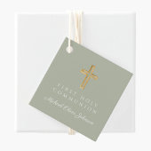 セージグリーンエレガントクロスボーイファーストコミュニオン フェイバータグ