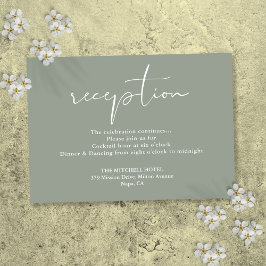 セージグリーンエレガントスクリプトウェディングレセプション エンクロージャーカード