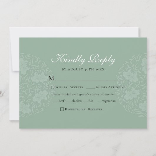 セージグリーンエレガントチノイスリーシック結婚ズインビタ 招待状 (裏面)