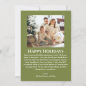 セージグリーンエレガントファミリー写真クリスマス シーズンカード (裏面)