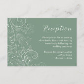セージグリーンエレガントフローラウェディングレセプション エンクロージャーカード (正面)