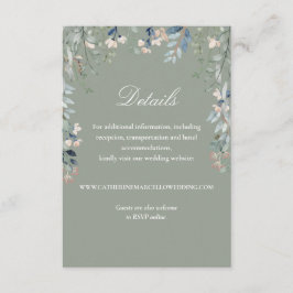 セージグリーンエレガントフローラカ結婚スケード詳細 エンクロージャーカード