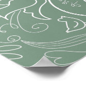 セージグリーンエレガントフローラ結婚の歓迎 ポスター (角)