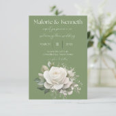 セージグリーンエレガントフローラ結婚式招待状 招待状 (スタンド正面)