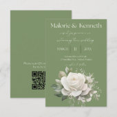 セージグリーンエレガントフローラ結婚式招待状 招待状 (正面/裏面)