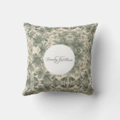 セージグリーンエレガントフローラ クッション (裏面)