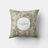セージグリーンエレガントフローラ クッション (裏面)