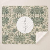 セージグリーンエレガントフローラ シェルパブランケット (正面(横))