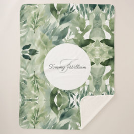 セージグリーンエレガントフローラ シェルパブランケット