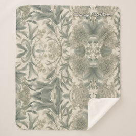 セージグリーンエレガントフローラ シェルパブランケット