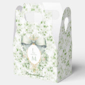 セージグリーンエレガントボウ付きクレスト | 結婚s フェイバーボックス (オープン)