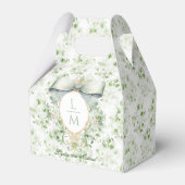 セージグリーンエレガントボウ付きクレスト | 結婚s フェイバーボックス (正面サイド)