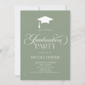 セージグリーンエレガントミニマミニマルリスト卒業 招待状 (正面)