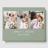 セージグリーンエレガントミニマリストフォトシック結婚ズ ゲストブック (正面)